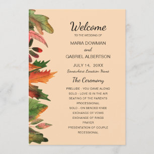 Blätter fallen. Botanische Hochzeit im Herbst Programm