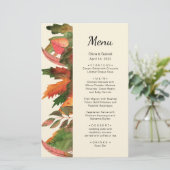 Blätter fallen. Elegantes Hochzeitsmenü Herbst (Stehend Vorderseite)