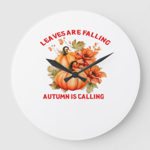 Blätter fallen Herbst ist Calling Design Classi Große Wanduhr