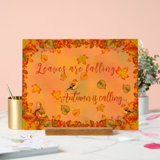 Blätter fallen Herbst ruft an Acrylschild (Hochzeit)