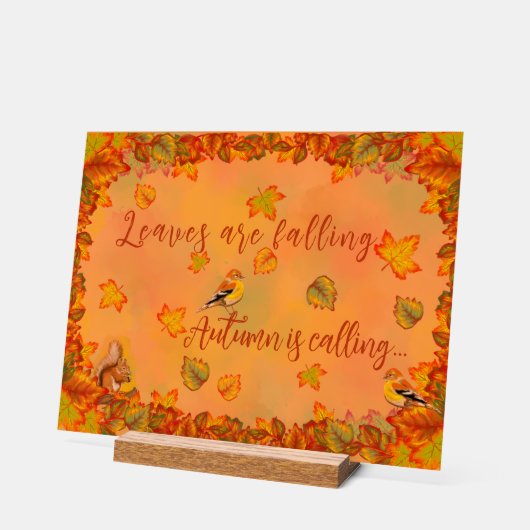 Blätter fallen Herbst ruft an Acrylschild (Winkel)