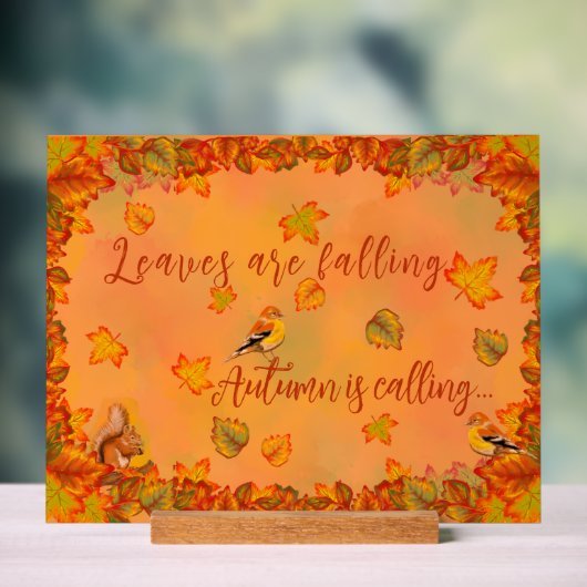 Blätter fallen Herbst ruft an Acrylschild (Neutral)