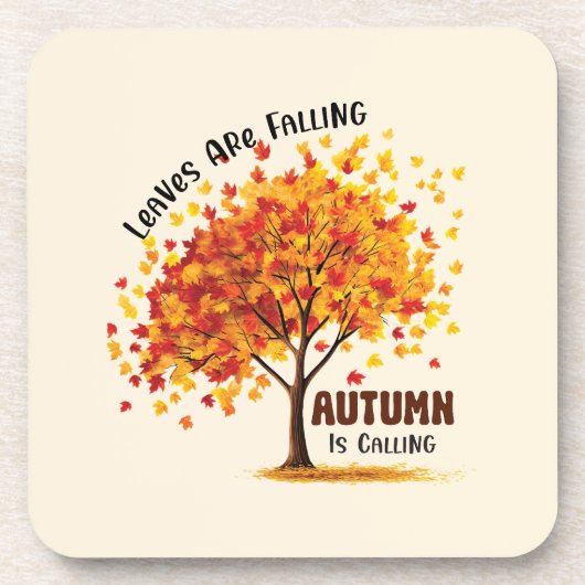 Blätter fallen, Herbst ruft - gemütlicher Fall Getränkeuntersetzer (Vorderseite)