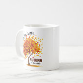 Blätter fallen, Herbst ruft - gemütlicher Fall Kaffeetasse (Vorderseite Links)