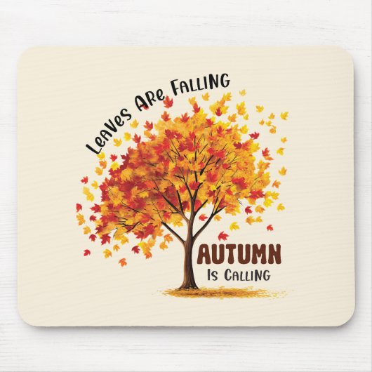 Blätter fallen, Herbst ruft - gemütlicher Fall Mousepad (Vorne)