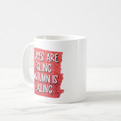 Blätter fallen, Herbst ruft Kaffeetasse (Vorderseite Links)