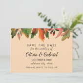 Blätter fallen. Hochzeit von Waldbewaldung Save The Date (Stehend Vorderseite)