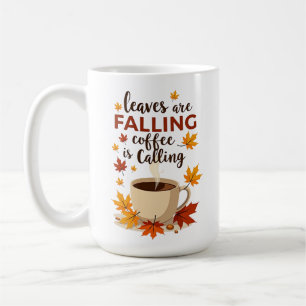 Blätter fallen Kaffee ruft Herbst Kaffeetasse
