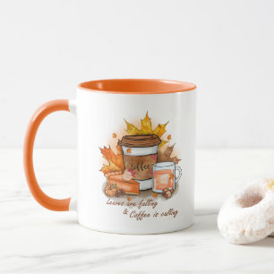 Blätter fallen, Kaffee ruft Tasse