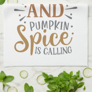 Blätter fallen Pumpkin Spice ruft Herbst Geschirrtuch