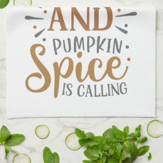 Blätter fallen Pumpkin Spice ruft Herbst Geschirrtuch