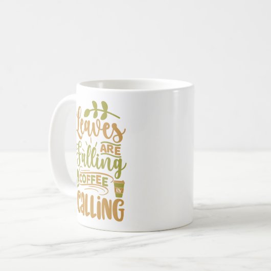Blätter fallen und Kaffee rufen Kaffeetasse (Vorderseite Links)