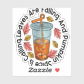 Blätter fallen und Kürbisgewürze rufen an Aufkleber (Blatt)