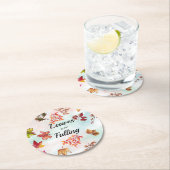 Blätter fallen Wasserfarben Herbst Herbstuntergäng Runder Pappuntersetzer (Vor Ort)