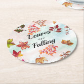 Blätter fallen Wasserfarben Herbst Herbstuntergäng Runder Pappuntersetzer (Angewinkelt)
