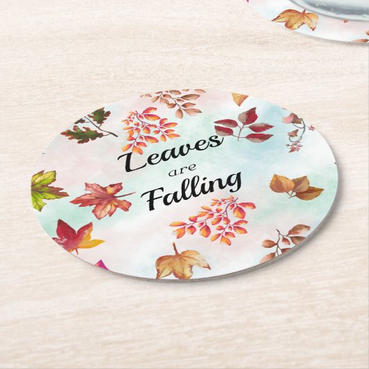 Blätter fallen Wasserfarben Herbst Herbstuntergäng Runder Pappuntersetzer (Angewinkelt)