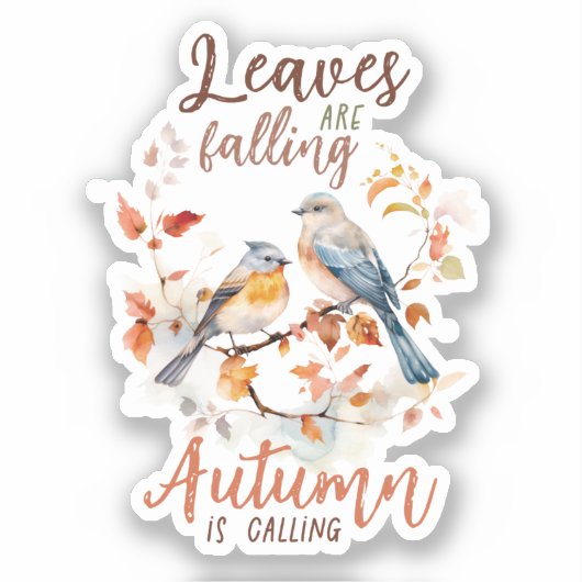 Blätter fallen - Whimsical Fall Birds & Foliage Aufkleber (Vorderseite)