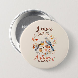 Blätter fallen - Whimsical Fall Birds & Foliage Button