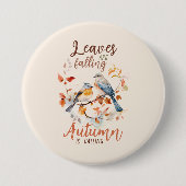 Blätter fallen - Whimsical Fall Birds & Foliage Button (Vorderseite)