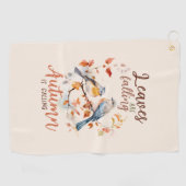 Blätter fallen - Whimsical Fall Birds & Foliage Golfhandtuch (Horizontal)