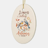 Blätter fallen - Whimsical Fall Birds & Foliage Keramik Ornament (Links)