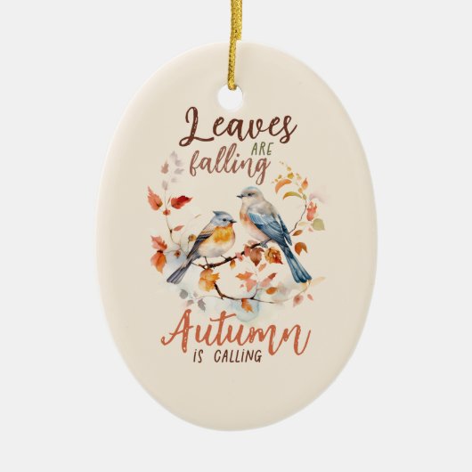 Blätter fallen - Whimsical Fall Birds & Foliage Keramik Ornament (Vorne)