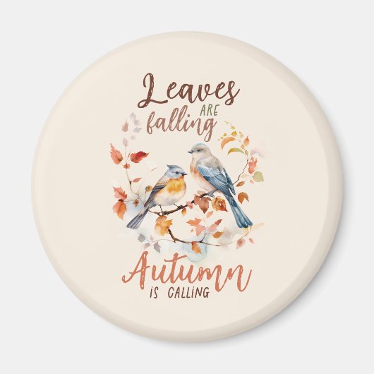 Blätter fallen - Whimsical Fall Birds & Foliage Magnet (Vorne)
