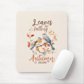 Blätter fallen - Whimsical Fall Birds & Foliage Mousepad (Mit Mouse)