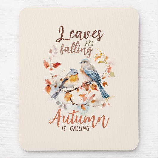 Blätter fallen - Whimsical Fall Birds & Foliage Mousepad (Vorne)