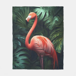 Blätter Flamingo und Dschungel Fleecedecke