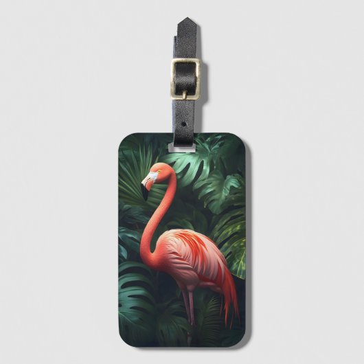 Blätter Flamingo und Dschungel Gepäckanhänger (Vorderseite Vertikal)