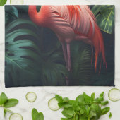 Blätter Flamingo und Dschungel Geschirrtuch (Gefaltet)