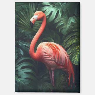 Blätter Flamingo und Dschungel Magnet