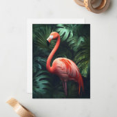 Blätter Flamingo und Dschungel Mitteilungskarte (Vorderseite/Rückseite Beispiel)