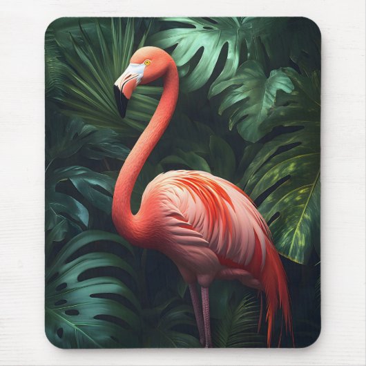 Blätter Flamingo und Dschungel Mousepad (Vorne)