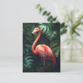 Blätter Flamingo und Dschungel Postkarte (Stehend Vorderseite)