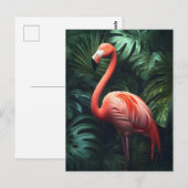 Blätter Flamingo und Dschungel Postkarte (Vorne/Hinten)