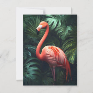 Blätter Flamingo und Dschungel Postkarte