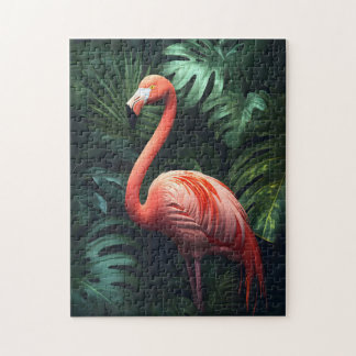 Blätter Flamingo und Dschungel Puzzle