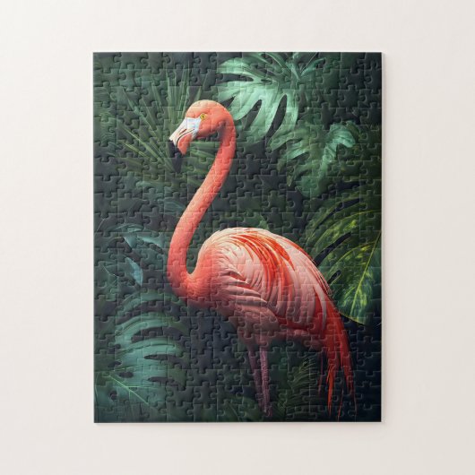 Blätter Flamingo und Dschungel Puzzle (Vertikal)