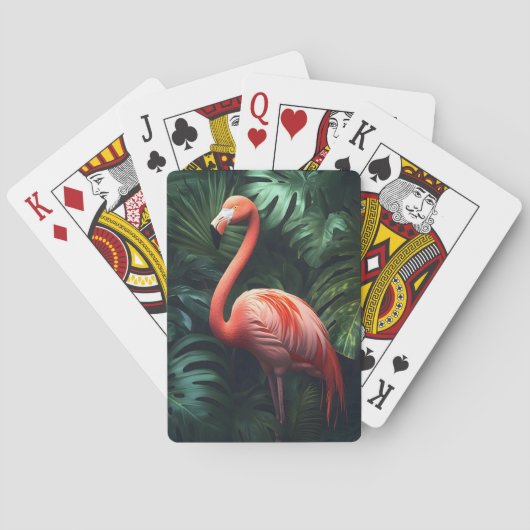 Blätter Flamingo und Dschungel Spielkarten (Rückseite)