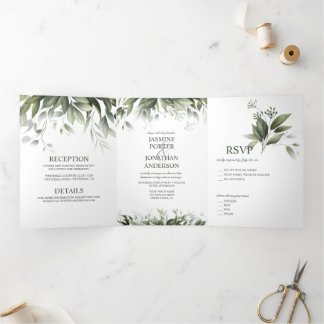 Blätter Foliage Wedding Dreifach Gefaltete Einladung