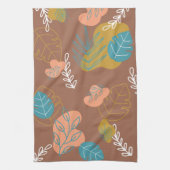 Blätter Formen Gezeichnet Jahr um Boho Scandi Dish Geschirrtuch (Vertikal)