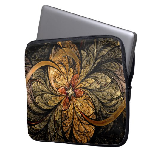 Blätter Fraktal Art Laptopschutzhülle (Vorderseite Links)