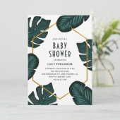 Blätter Frame Tropical Baby Dusche Einladung (Stehend Vorderseite)