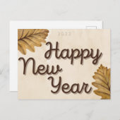 Blätter Frohes Neues Jahr Postkarte (Vorne/Hinten)