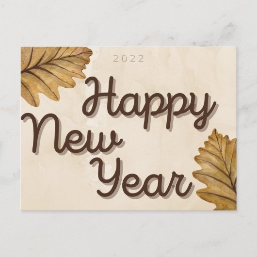 Blätter Frohes Neues Jahr Postkarte (Vorderseite)