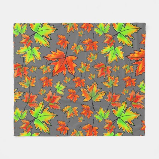 Blätter für Ahorn-Blätter in Rot-Orange Fleecedecke (Vorderseite (Horizontal))