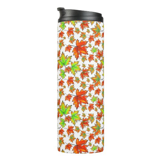 Blätter für Ahorn-Blätter in Rot-Orange Thermosbecher (Nach rechts gedreht)