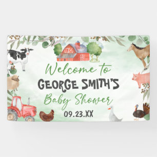 Blätter für Aquarell Farm Animal Baby Shower Banner